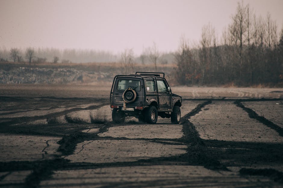 Rugged vehicle in field